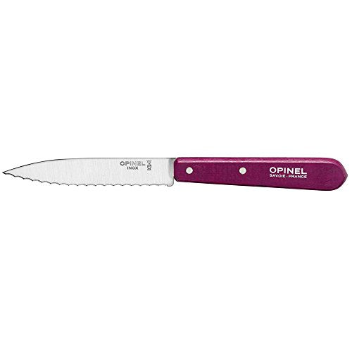 Opinel Adult Kitchen Knife No. 113 Rust Free Sandvik Steel, Sägezahnung, Beechwood Handle Chef's Knife, Violet Multi, One Size
