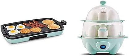 Dash Deluxe Everyday Electric Griddle With Dishwasher Safe Removable Nonstick Cooking Plate For Pancakes, Burgers, Eggs And More, Includes Drip Tray + Recipe Book, 20” X 10.5”, 1500-Watt - Aqua