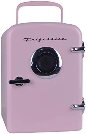 FRIGIDAIRE EFMIS151 Mini Portable Compact Personal Home Office Fridge Cooler BUILT IN SPEAKER, 4L Capacity, Chills Six 12 Oz Cans, 100% Freon-Free & Eco Friendly, Includes Bonus Car Charger