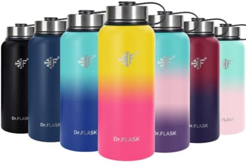  Sports Water Bottle - 32 Oz, 3 Lids (Straw Lid), Leak Proof, Vacuum Insulated Stainless Steel, Double Walled, Thermo Mug, Metal Canteen