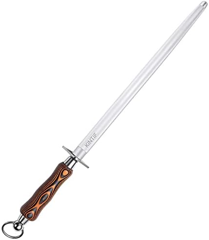  Sharpening Steel 10 Inch Professional Knife Sharpener Honing Rod, Fine Lines, High Hardness, Flat Knife Honing Steel