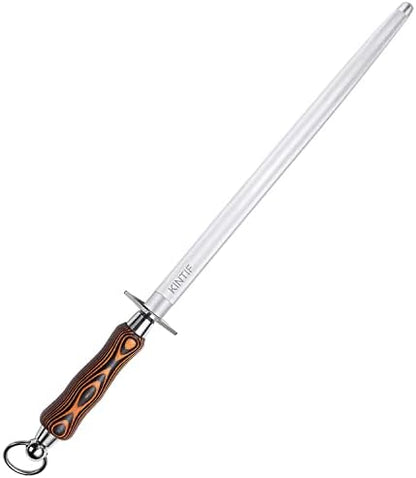  Sharpening Steel 10 Inch Professional Knife Sharpener Honing Rod, Fine Lines, High Hardness, Flat Knife Honing Steel
