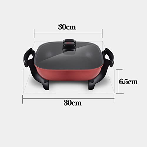  Family Size Rapid Heat Electric Skillet, Electric Ceramic Titanium Skillet, Easy To Clean, Non-stick Electric Skillet With Glass Vented Lid, Red