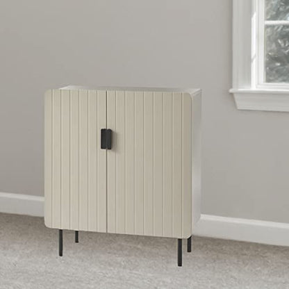  Modern Storage Pantry Cabinet 2 Doors Channel Front Buffet Sideboard Cupboard with 2 Adjustable Shelves for Home Kitchen Entryway Dining Room Bathroom, Taupe 36" H X 15.75" D x 31.6" W
