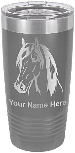  20oz Vacuum Insulated Tumbler Mug, Horse Head 1, Personalized Engraving Included (Black)