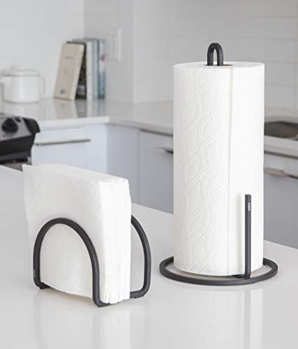Umbra Squire Napkin Holder For Kitchen, Works With Square And Rectangular Napkins For Dinner, Luncheon Or Cocktail, Black