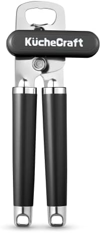  Can Opener Manual, Heavy Duty Handheld Can Opener With Stainless Steel Sharp Blade, Hand Can Opener With Ergonomic Hand Grip And Larger Turning Knob, Built In Bottle Opener(Blue)