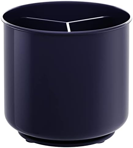  Rotating Plastic Extra Large Utensil Holder Crock With Weighted Base, Removable Divider, And Gripped Insert - Dishwasher Safe Kitchen Utensil Holder For Kitchen Counter: Cooking Black Utensil Caddy