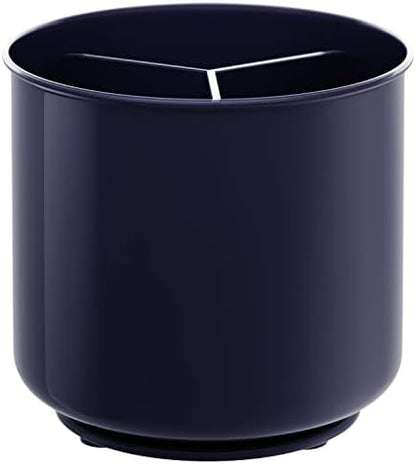  Rotating Plastic Extra Large Utensil Holder Crock With Weighted Base, Removable Divider, And Gripped Insert - Dishwasher Safe Kitchen Utensil Holder For Kitchen Counter: Cooking Black Utensil Caddy