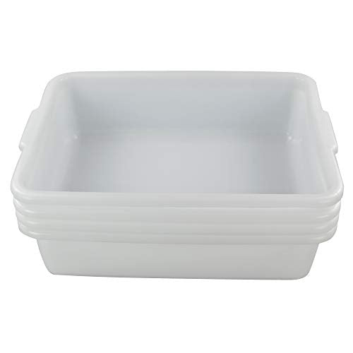  4-Pack 22 L Commercial Bus Tubs/Bus Box, White Large Plastic Tote Box