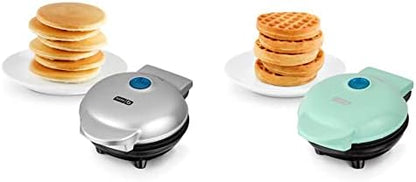 Dash Mini Maker Electric Round Griddle & Other On The Go Breakfast, Lunch & Snacks With Indicator Light + Included Recipe Book - Aqua,4 Inch & Mini Maker, Hash Browns, Keto Chaffles, 4 Inch, Black
