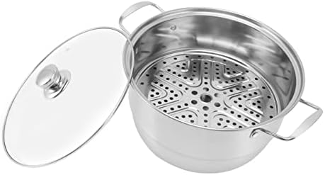  GLOGLOW Stainless Steel Steam Pot, Large Capacity Food Steaming Pot 304 Stainless Steel Multipurpose Thickened Food Grade For Electric Furnace For Gas Stove For Home (Three Layers)