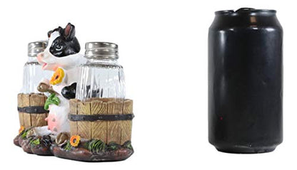  Lovely Sunflower Cow With Old Country Farm Milk Barrels Decorative Glass Salt Pepper Shakers Holder Resin Figurine 7" Wide