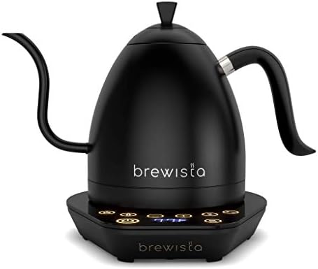  Artisan Electric Gooseneck Kettle, 1 Liter, For Pour Over Coffee, Brewing Tea, LCD Panel, Precise Digital Temperature Selection, Flash Boil And Keep Warm Settings (Pearl All White)