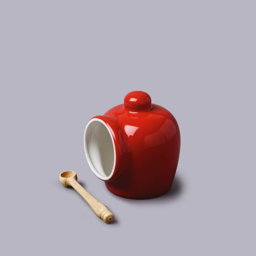  Red Salt Storage Pig With Spoon