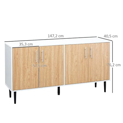  MJWDP Kitchen Sideboard With 4 Door Adjustable Shelves And Metal Legs Living Room Dining Room Auxiliary Furniture