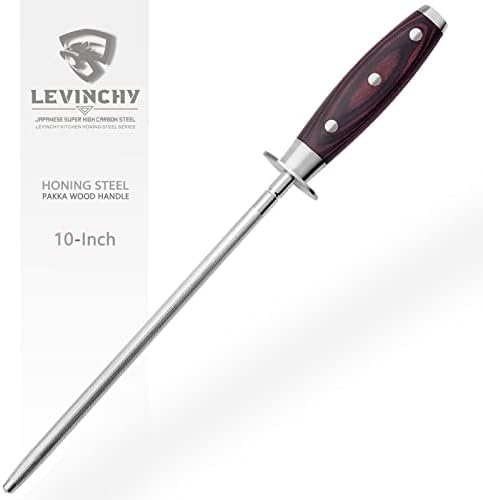  10 Inch Honing Steel With Pakkawood Handle, Knife Sharpener Rod, Professional Knife Sharpening Steel