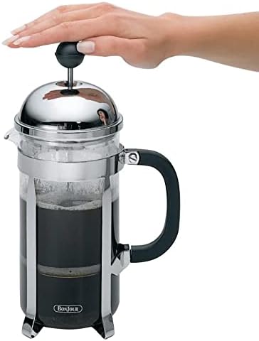  Coffee Stainless Steel French Press With Glass Carafe, 50.7-Ounce, Monet, Black Handle