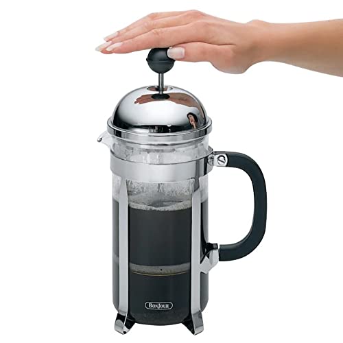  Coffee Stainless Steel French Press With Glass Carafe, 50.7-Ounce, Monet, Black Handle