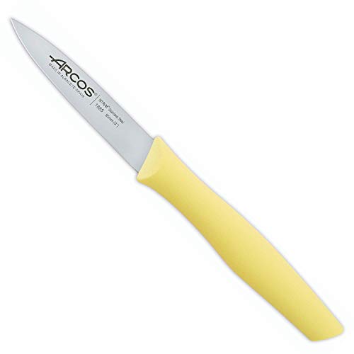  Paring Knife Set Of 3 Pieces 4 Inch Stainless Steel. Colorful Kitchen Knives For Peeling Fruits And Vegetables. Ergonomic Polypropylene Handle. Series Nova. Color Orange, Yellow And Blue.