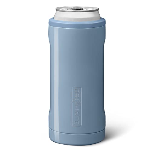  Hopsulator Slim Can Cooler Insulated For 12oz Slim Cans | Skinny Can Coozie Insulated Stainless Steel Drink Holder For Hard Seltzer, Beer, Soda, And Energy Drinks (Denim)