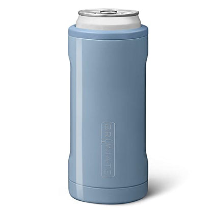  Hopsulator Slim Can Cooler Insulated For 12oz Slim Cans | Skinny Can Coozie Insulated Stainless Steel Drink Holder For Hard Seltzer, Beer, Soda, And Energy Drinks (Denim)