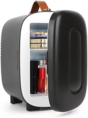  Mini Fridge 6L Capacity, Portable Small Refrigerator Cooler Or Warmer, AC DC Powered, Skincare Fridge With Mirror Door, For Food, Cosmetics, Home, Office And Car - White