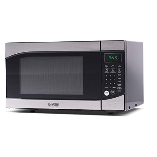  Untertop 0.9 Cubic Feet Microwave Oven, 900 Watt, Stainless Steel Front With Black Cabinet, Commercial Chef CHM009 & Amazon Basics 2 Slice, Extra-Wide Slot Toaster With 6 Shade Settings, Black