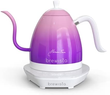  Artisan Electric Gooseneck Kettle, 1 Liter, For Pour Over Coffee, Brewing Tea, LCD Panel, Precise Digital Temperature Selection, Flash Boil And Keep Warm Settings (Pearl All White)