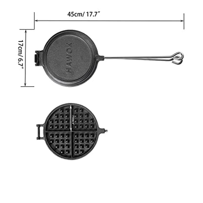  Cast Iron Waffle Maker With Handle Hoder And Basting Brush…