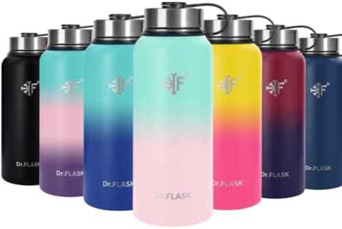  Sports Water Bottle - 32 Oz, 3 Lids (Straw Lid), Leak Proof, Vacuum Insulated Stainless Steel, Double Walled, Thermo Mug, Metal Canteen