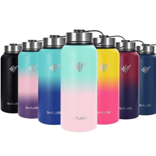  Sports Water Bottle - 32 Oz, 3 Lids (Straw Lid), Leak Proof, Vacuum Insulated Stainless Steel, Double Walled, Thermo Mug, Metal Canteen