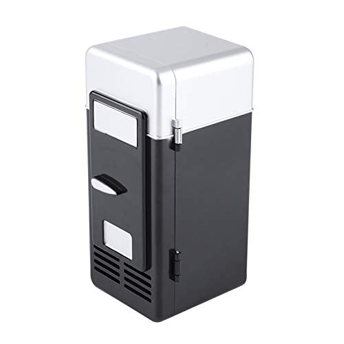  Mini Portable Compact Personal Fridge Cooler USB Office Dual-Use Portable Refrigerator Drink Cooler For Home Office Car Dorm(Black)