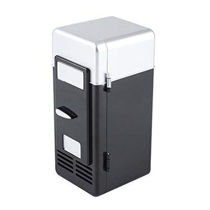  Mini Portable Compact Personal Fridge Cooler USB Office Dual-Use Portable Refrigerator Drink Cooler For Home Office Car Dorm(Black)