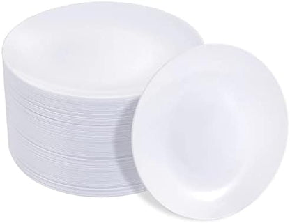  100pcs Silver Plastic Plates & White With Silver Disposable Plates & 7.5inch Silver Disposable Dessert Plates-Perfect For Christmas & Wedding & Party