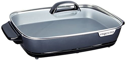 Presto 06858 Slimline Skillet With Glass Cover Electric, 16 Inch, Black