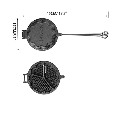  Cast Iron Waffle Heart Shape Maker With Handle Hoder And Basting Brush…
