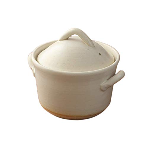  Japanese Donabe Cocer Rice Cooking Pot, 3 Go, 2200cc, White
