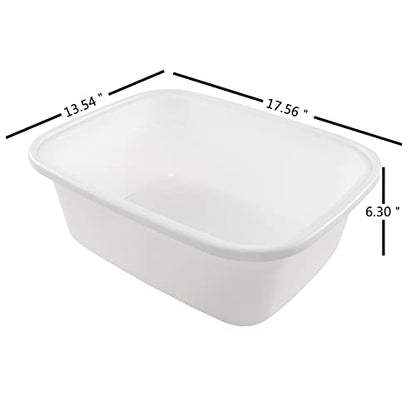  18 Quart Large Dish Pan, 3-Pack Commercial Bus Tub, Cream