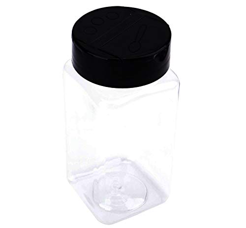  16 Pack 9 Oz Plastic Spice Jars Bottles Containers With Black Cap – Perfect For Storing Spice, Herbs And Powders