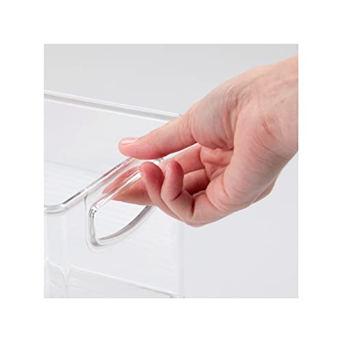  Plastic Stackable Kitchen Organizer - Storage Bin With Handles For Refrigerator, Freezer, Cabinet, And Pantry Shelves Organization - Food Container - Ligne Collection - Clear