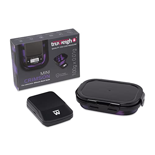  Mini Crimson Digital Scale - (100g X 0.01g Black/Purple) -Digital Kitchen Scale With Bowl - Digital Travel Scale - Portable Food Scale - Meal Prep Weight Scale - Digital Gram Scale