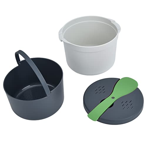  Microwave Rice Cooker Set, 2L Rice Spoon Lid Strainer Steaming Pot Rice Cooke For Home Office(green)