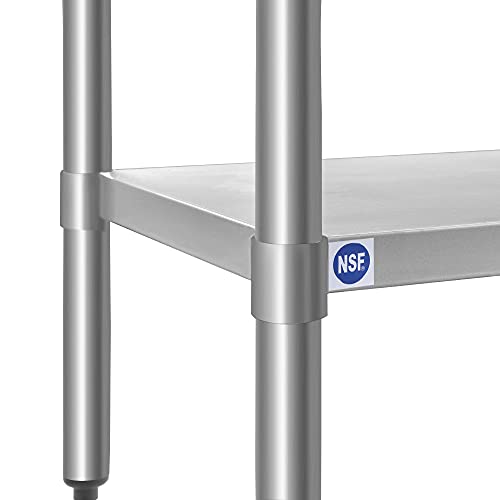  OCKPOINT Stainless Steel Table For Prep & Work With Backsplash 60x24 Inches, NSF Metal Commercial Kitchen Table With Adjustable Under Shelf And Table Foot For Restaurant, Home And Hotel