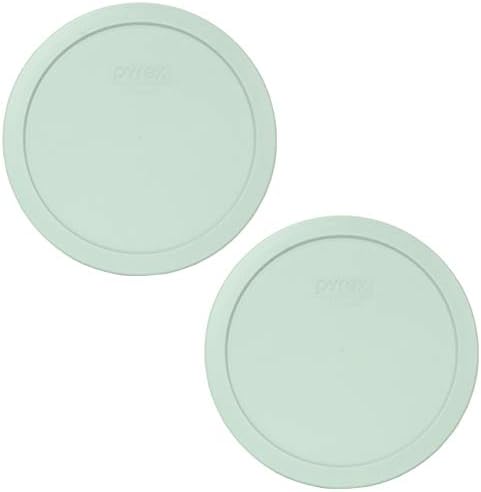 Pyrex 7402-PC Muddy Aqua Round Plastic Food Storage Replacement Lid, Made In USA - 2 Pack