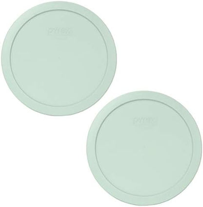 Pyrex 7402-PC Muddy Aqua Round Plastic Food Storage Replacement Lid, Made In USA - 2 Pack