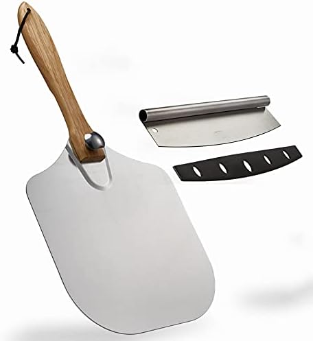  Izza Peel (14"x12") W/Pizza Cutter & Infrared Laser Temperature Thermometer Gun| INKBIRDPLUS Pizza Peel W/Foldable Wood Handle For Easy Storage To Baking & Slicing Homemade Pizza Bread Pie Pastry