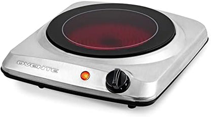  Vente Electric Double Infrared Burner 7.75 & 6.75 Inch Ceramic Glass Hot Plate Cooktop, 1700W Portable Countertop Stove With Temperature Control & Easy To Clean Stainless Steel Base, Silver BGI102S