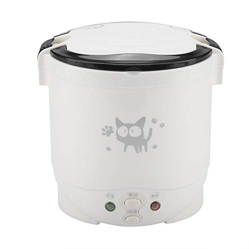  12V Car Rice Cooker, Portable Mini Rice Cooker 2 Cup Uncooked, 1L Small Electric Rice Cooker And Steamer, Travel Rice Cooker For 2 People, Perfect For RV, Truck, Camp Trip, White(White)
