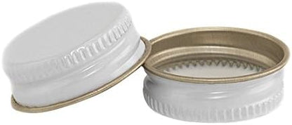  - 28-WM-15 28mm White Metal Screw Caps With Plastisol Liner - Pack Of 15 Leak Proof Lids